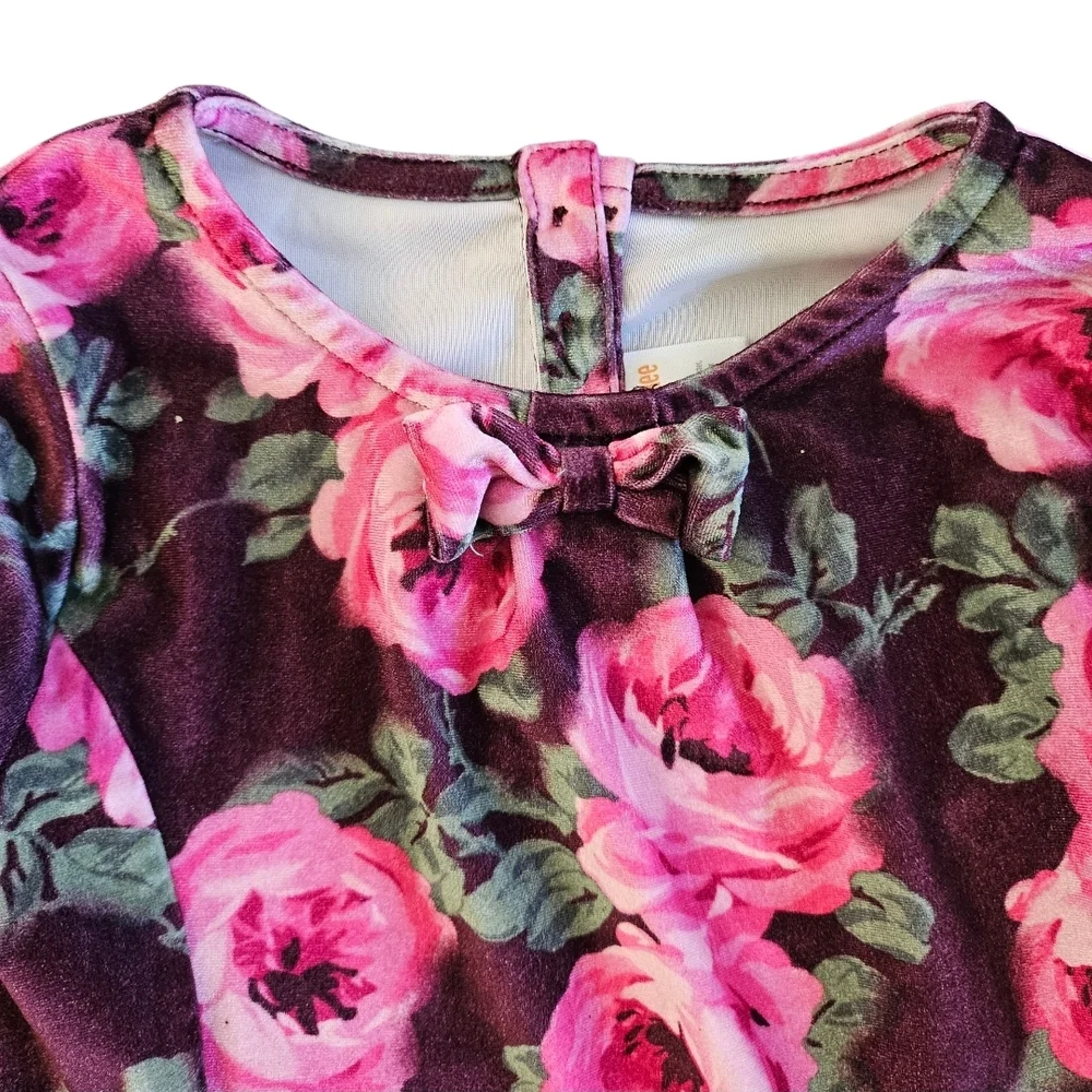 2021 Gymboree Girls Rose Velour Skater Dress Royal Princess Long Sleeve‎ Size 7